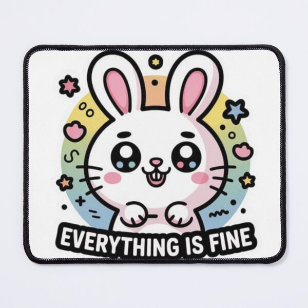Item preview, Cute Bunny Meme Sticker – "Everything Is Fine" Dark Humor designed and sold by XNeoGraphix.