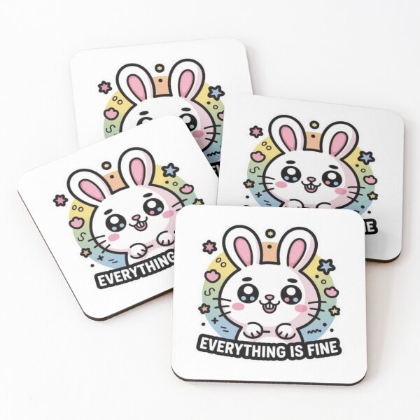 Item preview, Cute Bunny Meme Sticker – "Everything Is Fine" Dark Humor designed and sold by XNeoGraphix.