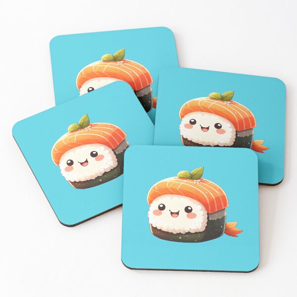 Item preview, Cute Kawaii Sushi – Adorable Happy Salmon Nigiri designed and sold by TripleMoonCrafts.