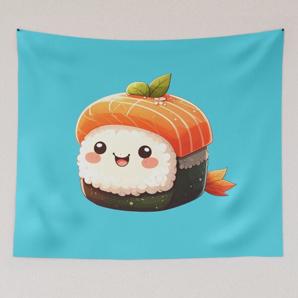Item preview, Cute Kawaii Sushi – Adorable Happy Salmon Nigiri designed and sold by TripleMoonCrafts.