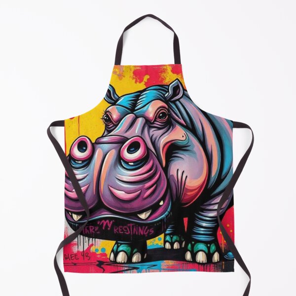 Item preview, Urban hippopotamus with graffiti background designed and sold by RAISC.