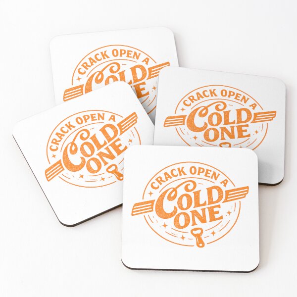 Item preview, Vintage Orange Typography Sticker – Crack Open a Cold One Retro Badge Design designed and sold by IconicDesignsXd.