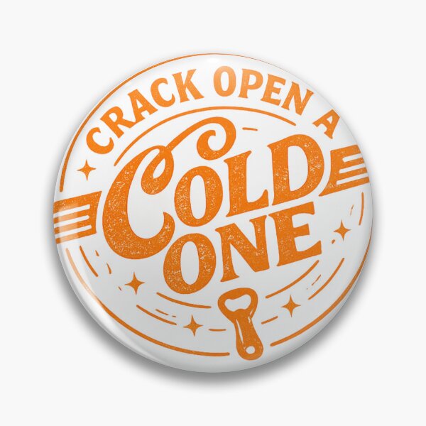 Item preview, Vintage Orange Typography Sticker – Crack Open a Cold One Retro Badge Design designed and sold by IconicDesignsXd.