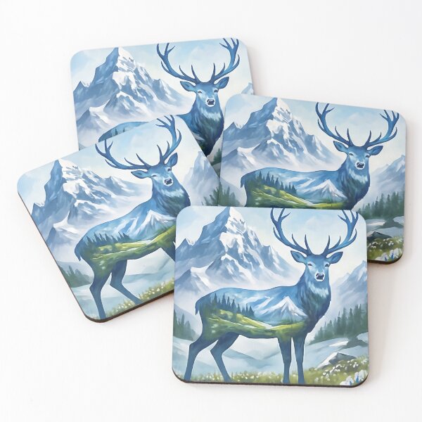 Item preview, Deer in mountainous nature double exposure designed and sold by KriegerTJ.