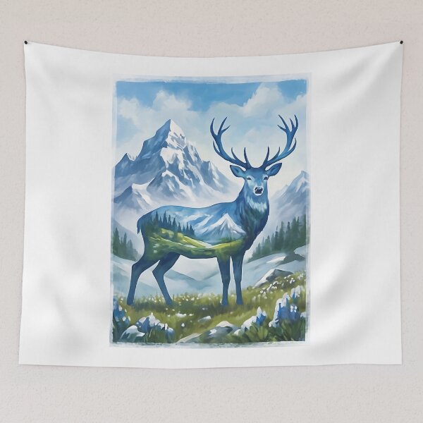 Item preview, Deer in mountainous nature double exposure designed and sold by KriegerTJ.