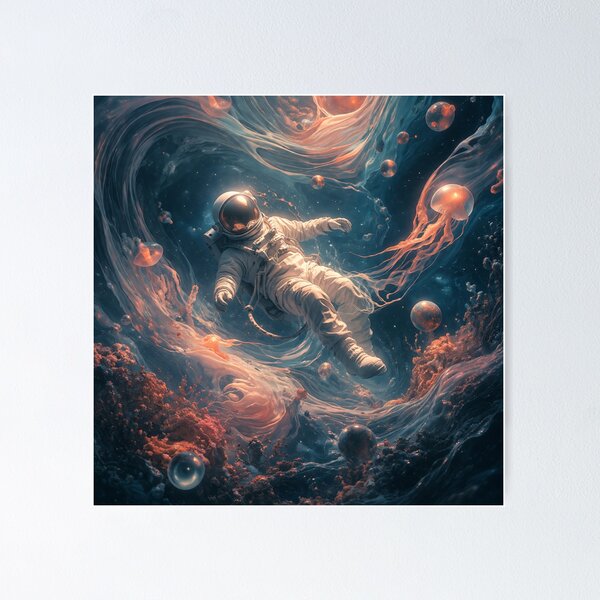 Item preview, Astronaut drifting through liquid space designed and sold by AndreBarnard.