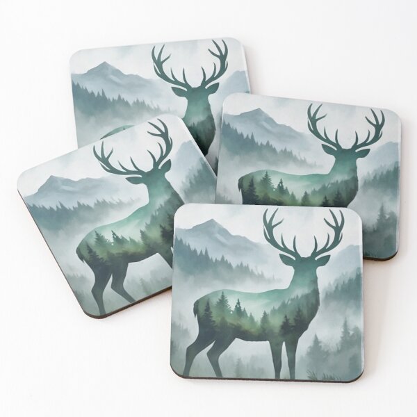 Item preview, Deer in misty nature (double exposure) designed and sold by KriegerTJ.