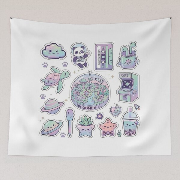 Item preview, Cute Cosmic Adventure - Pastel Panda Astronaut & Stardust Arcade designed and sold by Csstoree.