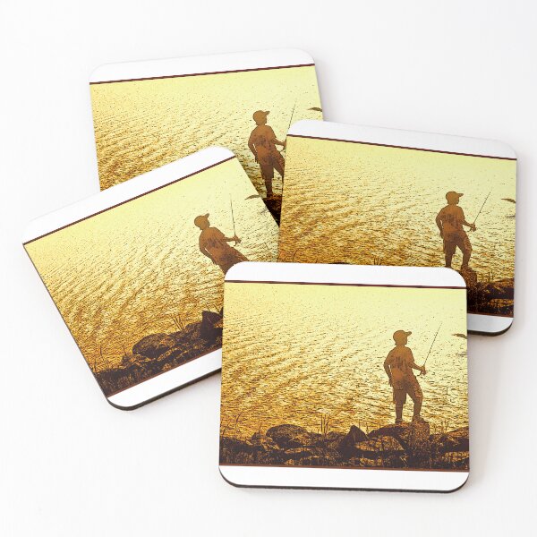 Item preview, Boys Fishing at Dusk, Cormorant Fly By, Digital Illustration designed and sold by AMacGPhilly.