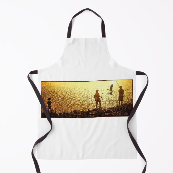 Item preview, Boys Fishing at Dusk, Cormorant Fly By, Digital Illustration designed and sold by AMacGPhilly.