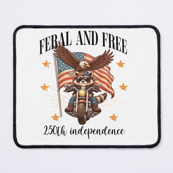 Item preview, Feral and Free Shirt, 250th Independence Shirt, Funny Raccoon Biker Tee, Patriotic Eagle designed and sold by sawczy-shop.