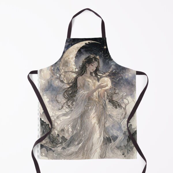 Item preview, Radiant Lunar Guardian Moon Goddess Celestial Art Illustration designed and sold by FloraDesign-228.