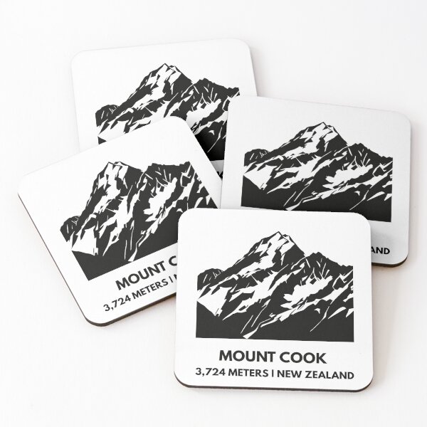 Artikelvorschau, Gipfel des Mount Cook Aoraki – Minimalistische Silhouette der Südalpen entworfen und verkauft von Path&Peak.