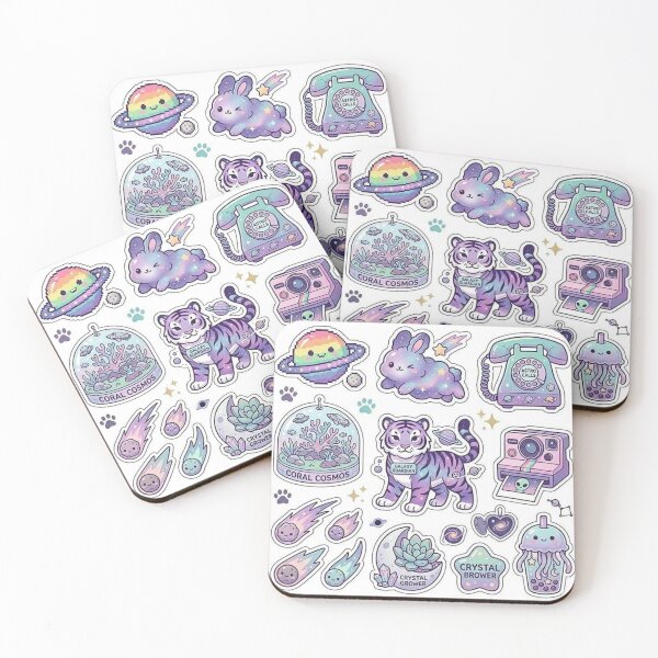 Item preview, Kawaii Space Aesthetic Sticker Pack - Pastel Galaxy Animals, Tiger, Bunny & Planet designed and sold by Csstoree.