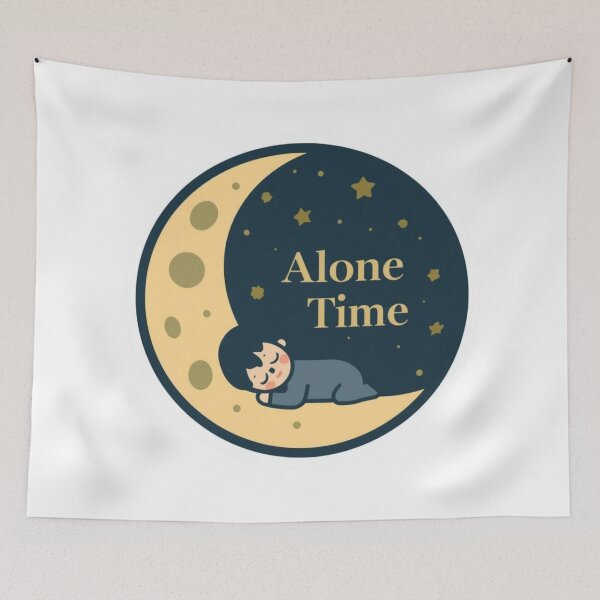 Item preview, Alone Time Moon Stars Night Introvert Peace Sticker designed and sold by NeonNerdStudio.