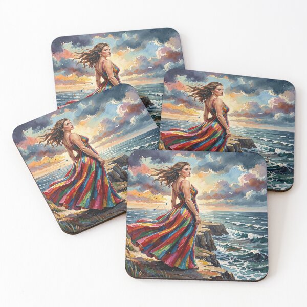 Item preview, Colorful Ocean Wind Portrait in Vibrant Watercolor and Gouache Impressionist Style designed and sold by FotoworldEdel.