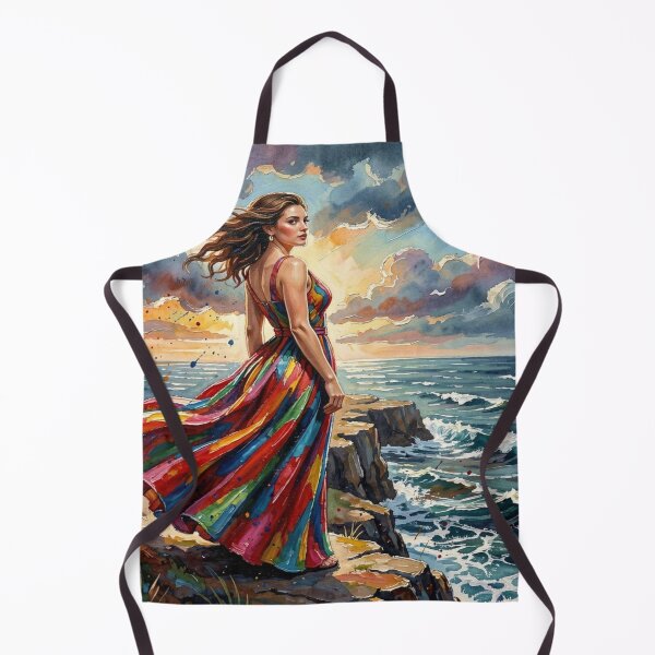 Item preview, Colorful Ocean Wind Portrait in Vibrant Watercolor and Gouache Impressionist Style designed and sold by FotoworldEdel.