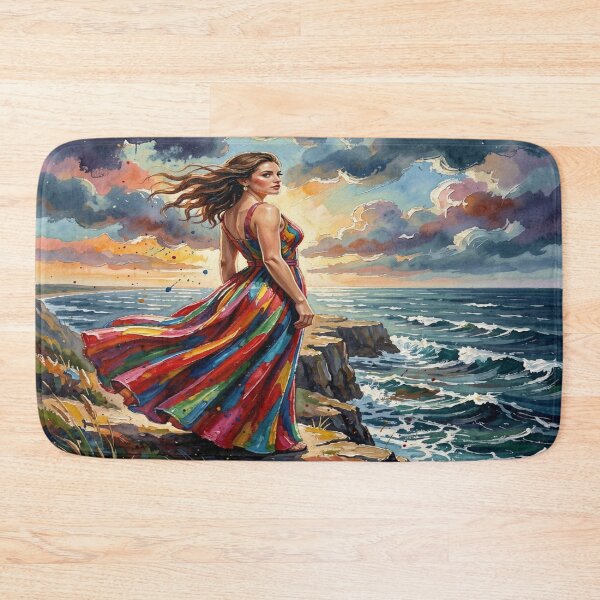 Item preview, Colorful Ocean Wind Portrait in Vibrant Watercolor and Gouache Impressionist Style designed and sold by FotoworldEdel.