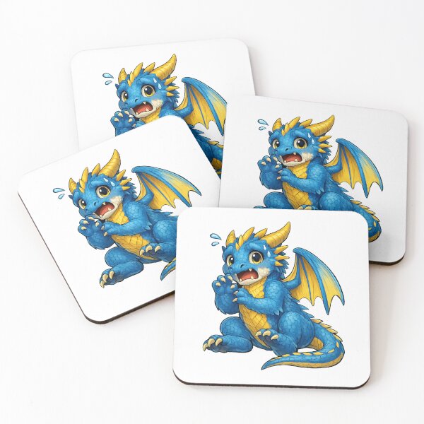 Item preview, Anxious Baby Dragon – Cute Nervous Blue Dragon Art designed and sold by Hatchling Hollow.