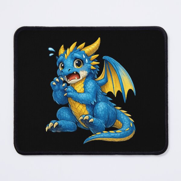 Item preview, Anxious Baby Dragon – Cute Nervous Blue Dragon Art designed and sold by Hatchling Hollow.