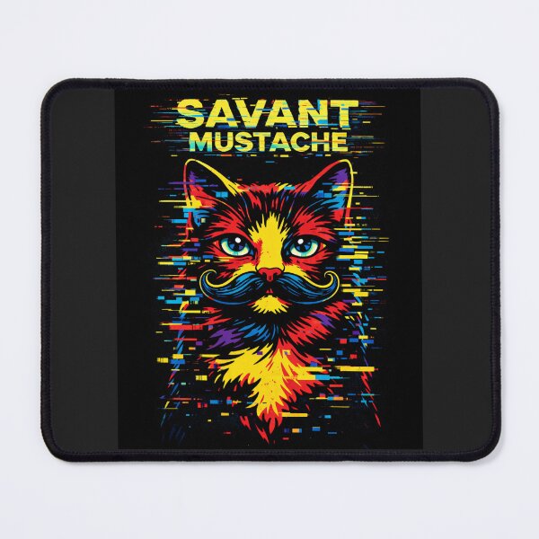 Item preview, Savant Mustache Cat | Glitch Neon Funny Mustache Cat Art designed and sold by ZunZunArt.