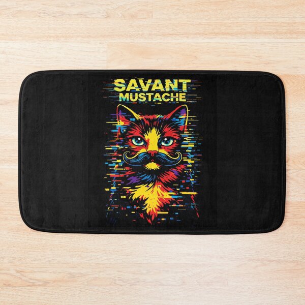 Item preview, Savant Mustache Cat | Glitch Neon Funny Mustache Cat Art designed and sold by ZunZunArt.