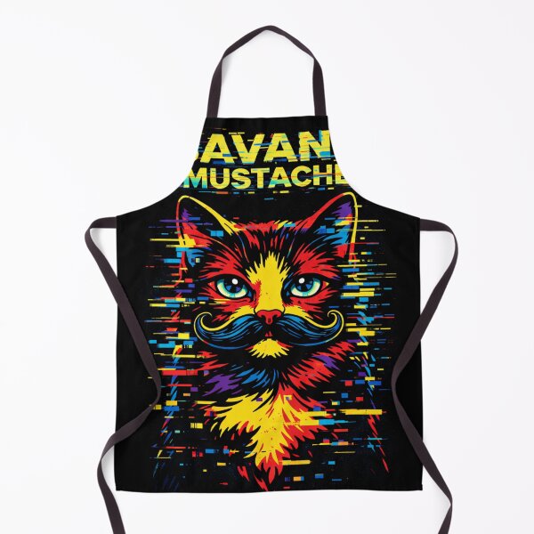 Item preview, Savant Mustache Cat | Glitch Neon Funny Mustache Cat Art designed and sold by ZunZunArt.