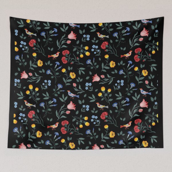 Item preview, Enchanted Folk Garden - Flowers and Birds Seamless Pattern designed and sold by KojourinArt.