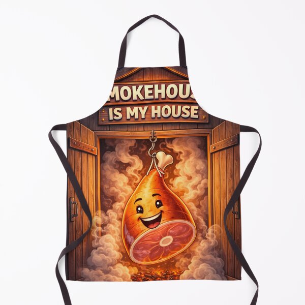 Item preview, “Smokehouse Is My House” Funny Smiling Ham Cartoon Illustration designed and sold by Karszul.