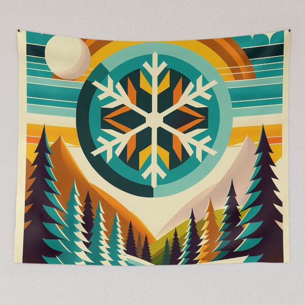 Artikelvorschau, Geometrische Schneeflocken-Winterlandschaft entworfen und verkauft von InkSmithery.