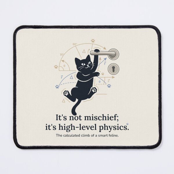 Item preview, It's not mischief; it's high-level physics | Intelligent Cat designed and sold by Economical Design.
