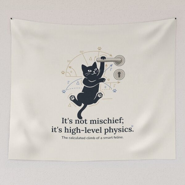 Item preview, It's not mischief; it's high-level physics | Intelligent Cat designed and sold by Economical Design.