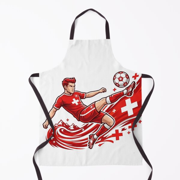 Item preview, Dynamic Switzerland Soccer Player Mid-Air Kick Art designed and sold by PMTaurus.