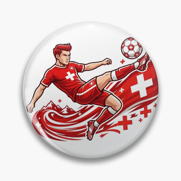 Item preview, Dynamic Switzerland Soccer Player Mid-Air Kick Art designed and sold by PMTaurus.