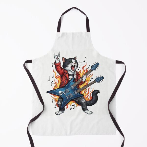 Item preview, Rockstar Rebel Cat – Double Guitar Fire Fury designed and sold by moonshadow113.
