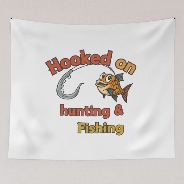 Item preview, Hooked on Hunting and Fishing Funny Cartoon Art designed and sold by ZadTicaret.
