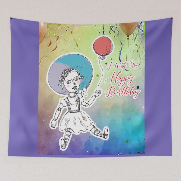 Item preview, Liza Doll Says Happy Birthday (Original Art Drawing by ACCI) designed and sold by VanyssaGraphics.