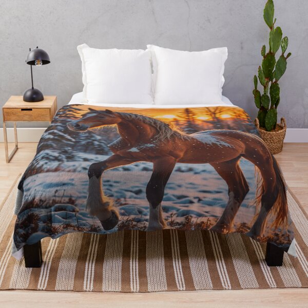 Item preview, Majestic Horse in Snowy Sunset – Winter Equine Landscape Art designed and sold by BeautifulVirtues.