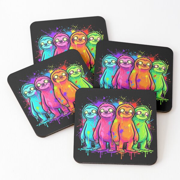 Item preview, Neon Sloth Squad – Colorful Cute Sloth Pop Art Street Style Design designed and sold by PLUSHIWORLDtm.