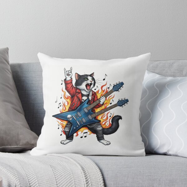 Item preview, Rockstar Rebel Cat – Double Guitar Fire Fury designed and sold by moonshadow113.