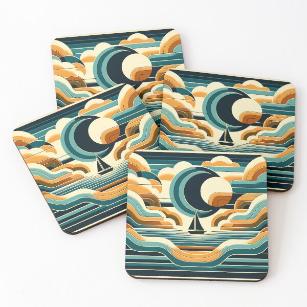Item preview, Geometric Sailboat at Crescent Moon Sea designed and sold by InkSmithery.