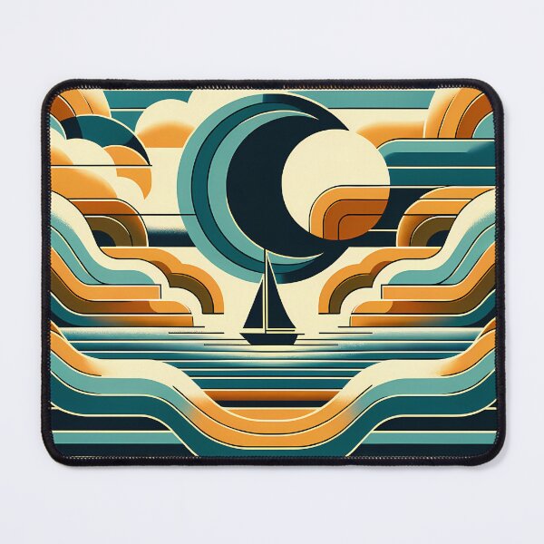 Item preview, Geometric Sailboat at Crescent Moon Sea designed and sold by InkSmithery.