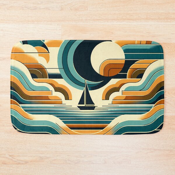 Item preview, Geometric Sailboat at Crescent Moon Sea designed and sold by InkSmithery.