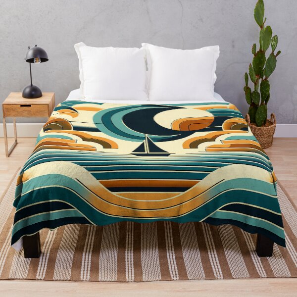 Item preview, Geometric Sailboat at Crescent Moon Sea designed and sold by InkSmithery.