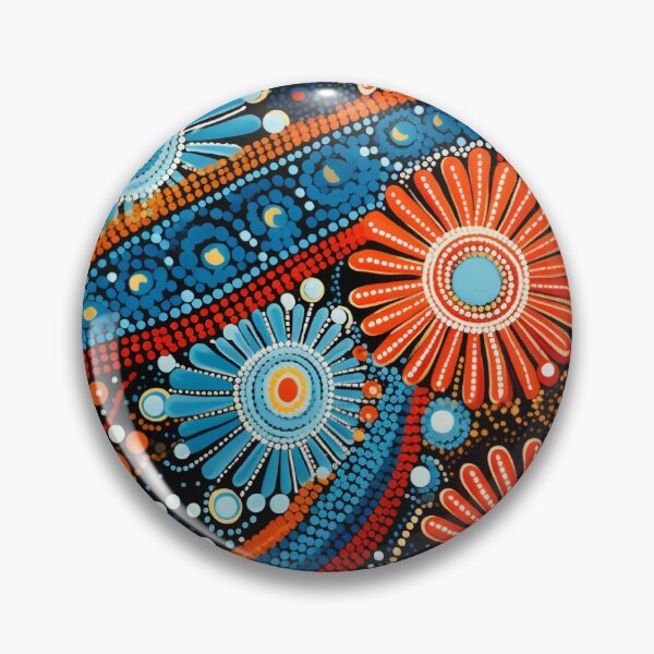 Item preview, Aboriginal Inspired Dot Art - Blue Red Wildflowers designed and sold by GrinGalore.