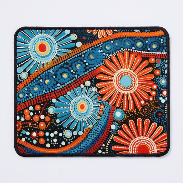 Item preview, Aboriginal Inspired Dot Art - Blue Red Wildflowers designed and sold by GrinGalore.
