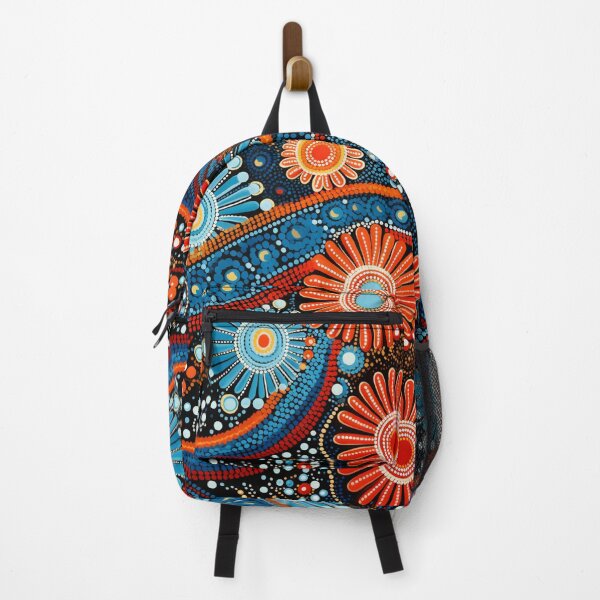 Item preview, Aboriginal Inspired Dot Art - Blue Red Wildflowers designed and sold by GrinGalore.