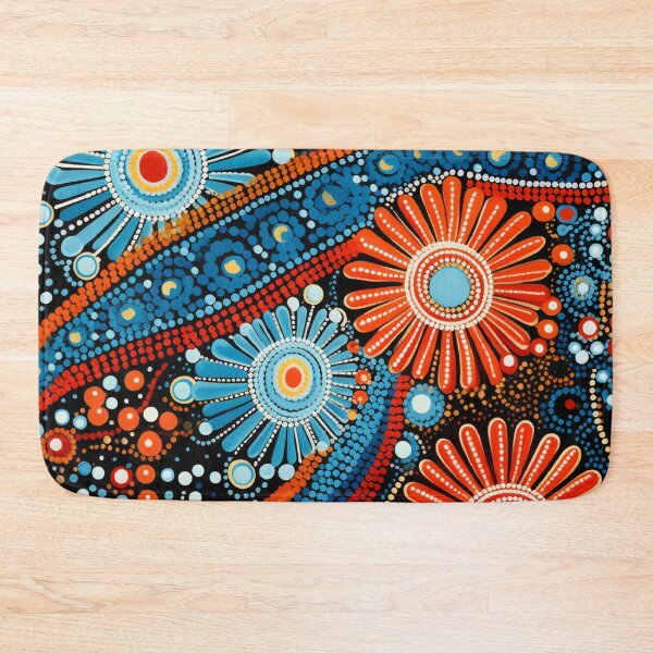 Item preview, Aboriginal Inspired Dot Art - Blue Red Wildflowers designed and sold by GrinGalore.