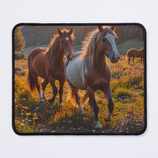 Item preview, Wild Horses Running at Sunset – Golden Meadow Equine Art designed and sold by BeautifulVirtues.