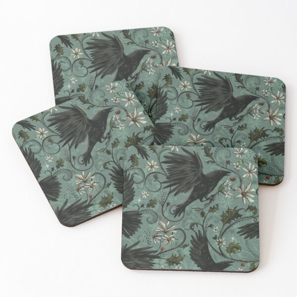 Item preview, Gothic Raven Floral Pattern Dark Cottagecore designed and sold by GraveyardGlam.